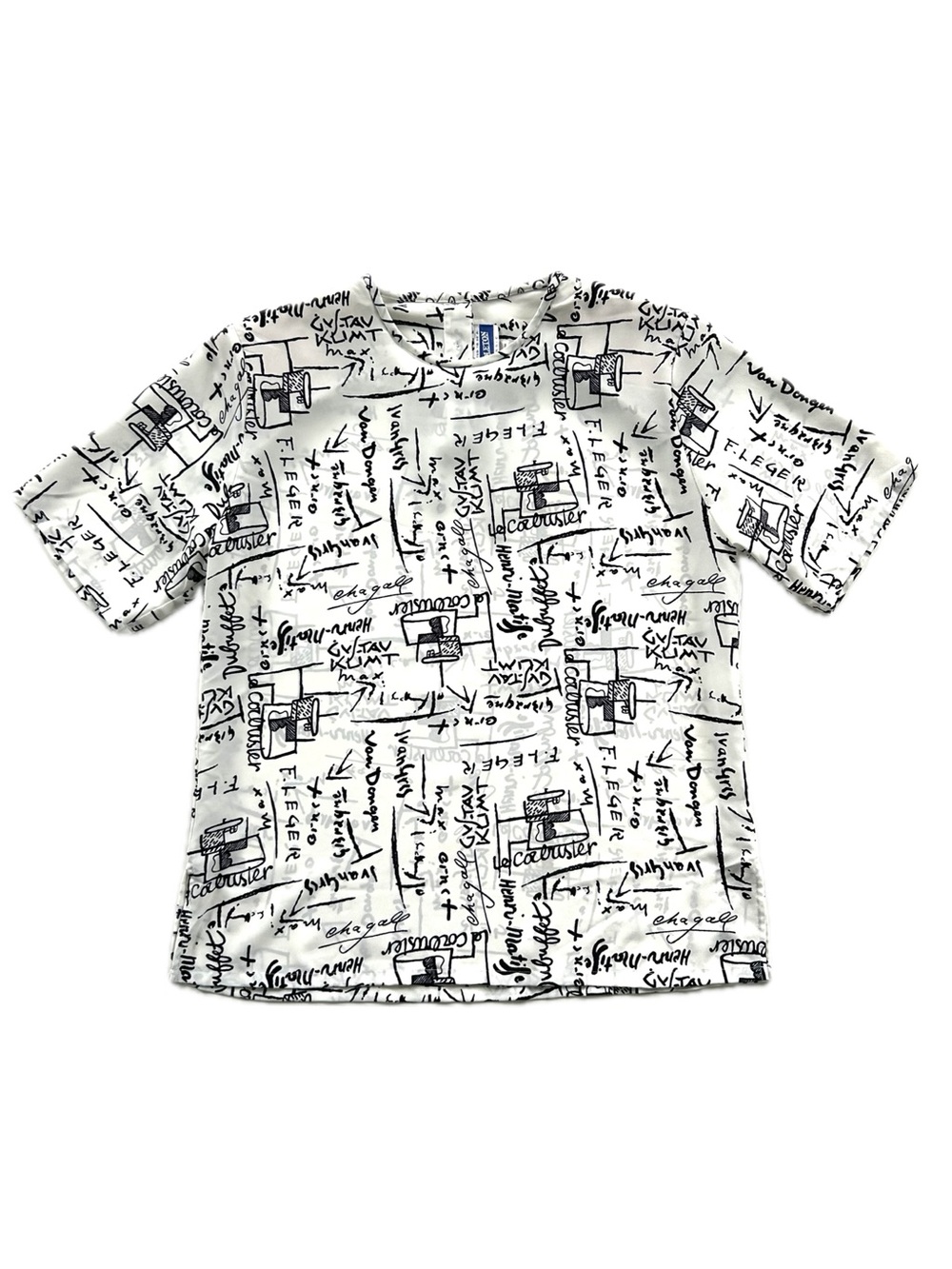 Pendleton White & Black Artist Signature Printed Blouse Short Sleeve Top